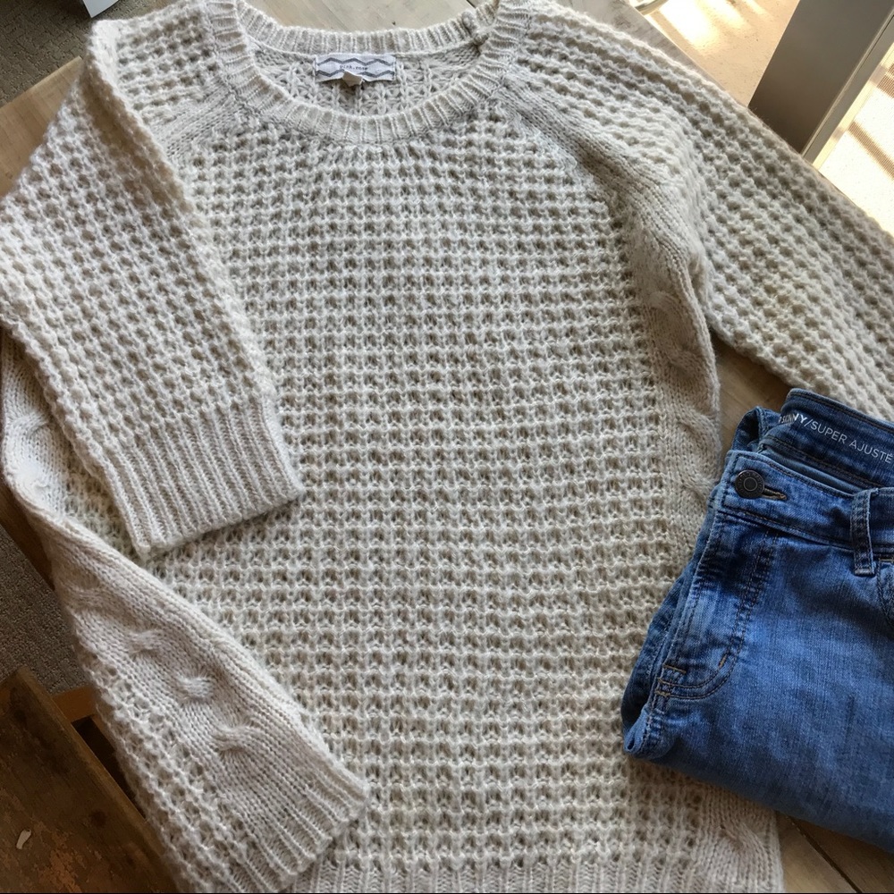 Cozy cream quarter length knit sweater