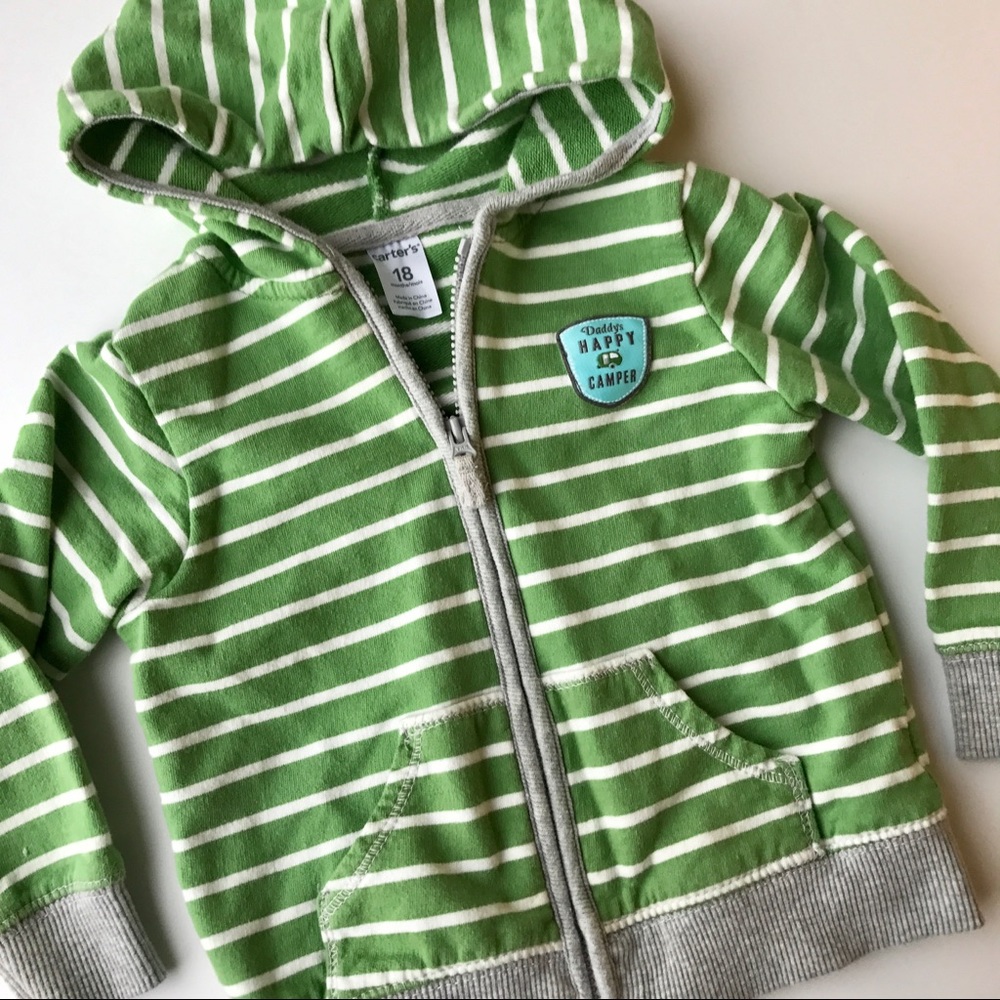 Carter's Green Hoodie Sweatshirt (Boys 18 Mos)