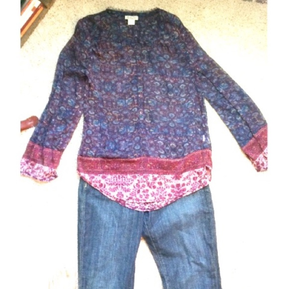 SALE!!!!  Lucky Brand sheer multi-colored top.