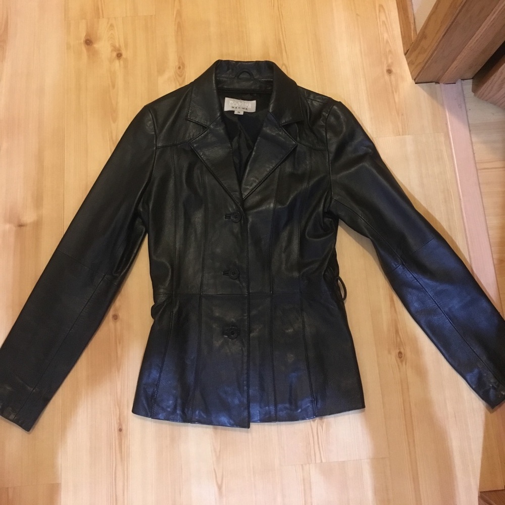 Fitted Black Leather Coat