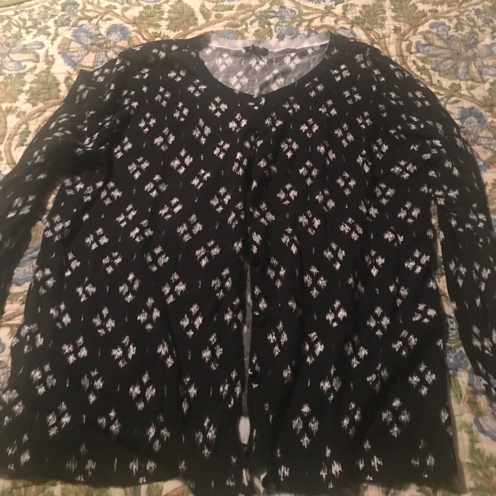 Classic black and white Talbots cardigan, XL SALE!