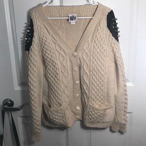 The Ragged Priest Wool Cable Knit Studded Sweater