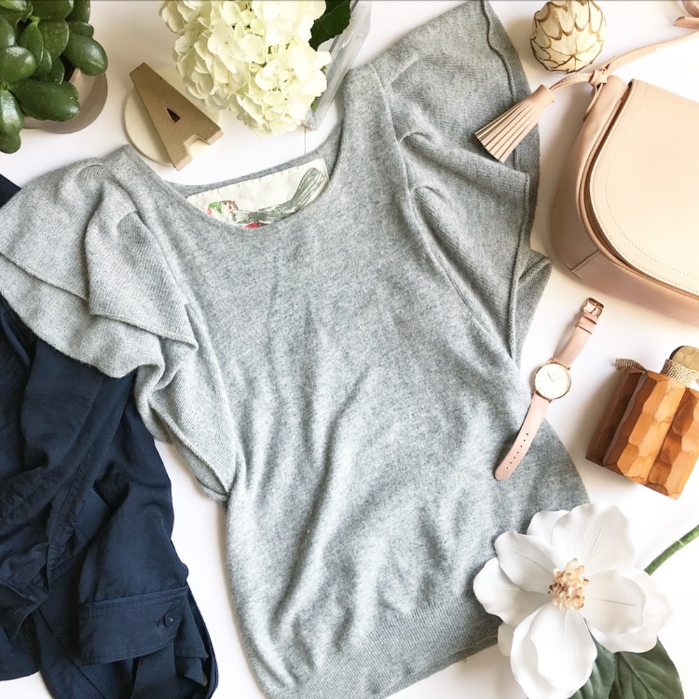 Anthropologie Ruffle Sleeve Knit Top Size S