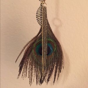 Peacock feather necklace