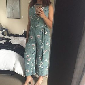 Green floral jumpsuit romper