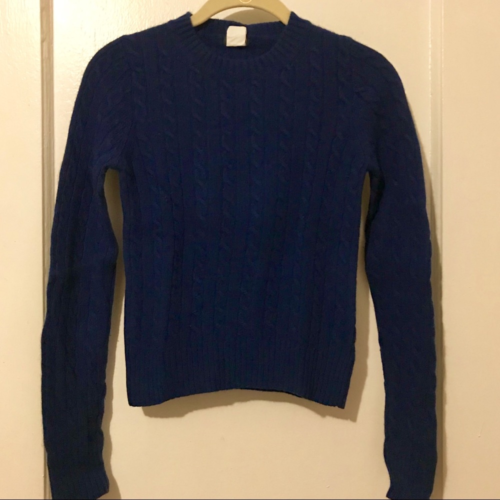 J. Crew Cobalt Blue Crewneck Cableknit Sweater PXS