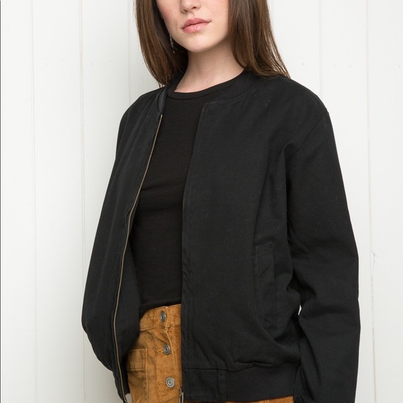 Brandy Melville Black Kasey Bomber Jacket - Picture 2 of 5