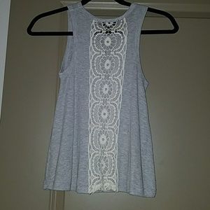 Crochet back Gray tank top