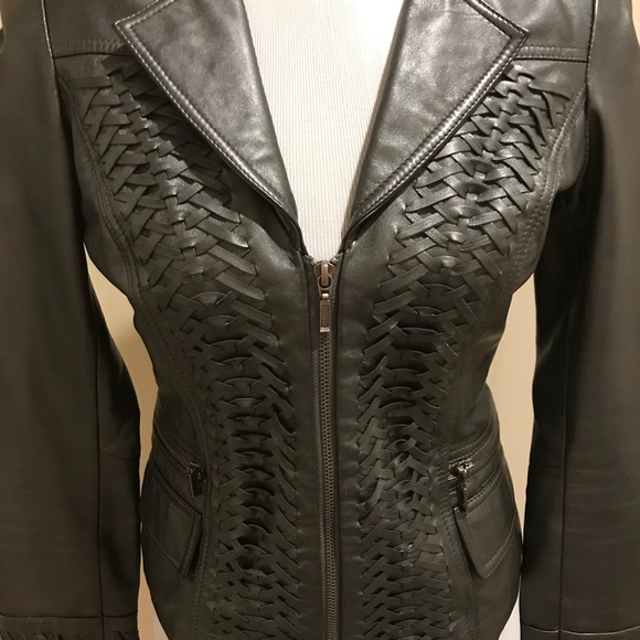 Cache REAL Leather Charcoal Leather Jacket Sz 2 - Picture 4 of 5