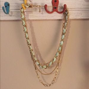 Mint and gold chain link necklace