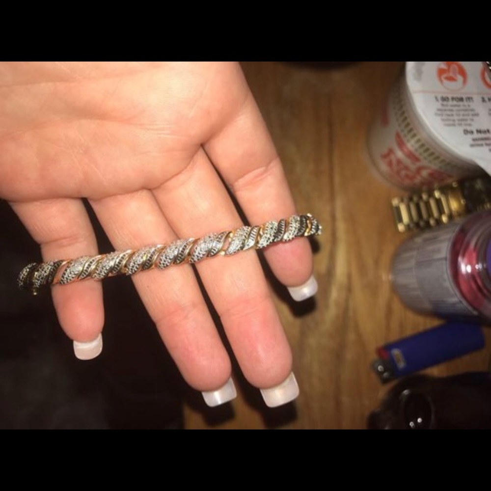 18k gold over silver 1/4 carat diamond bracelet