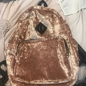 Madden girl pink velvet backpack