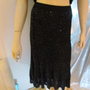 KORS Sequin Black Serpent Cut Skirt