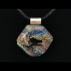 Leaping Cat on Dichroic Glass