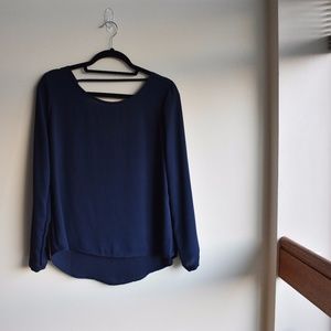 Dark blue sheer dress blouse