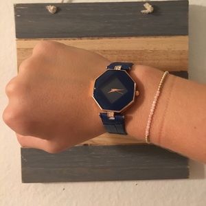 Navy and rose gold watch