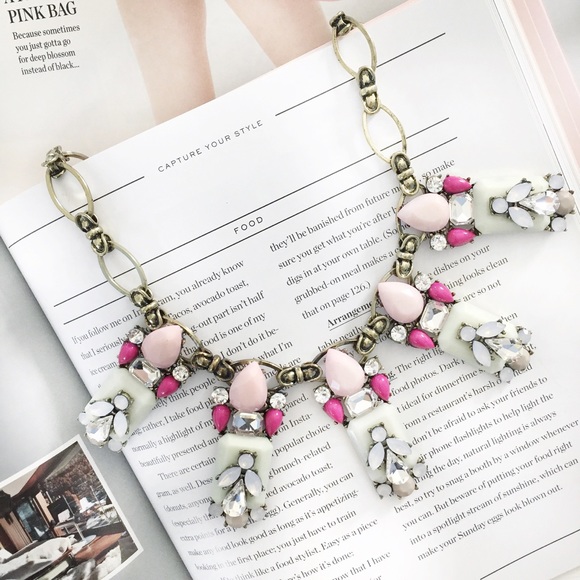 "Chelsea" Necklace || Pink & Mint Jewel Statement - Picture 2 of 8