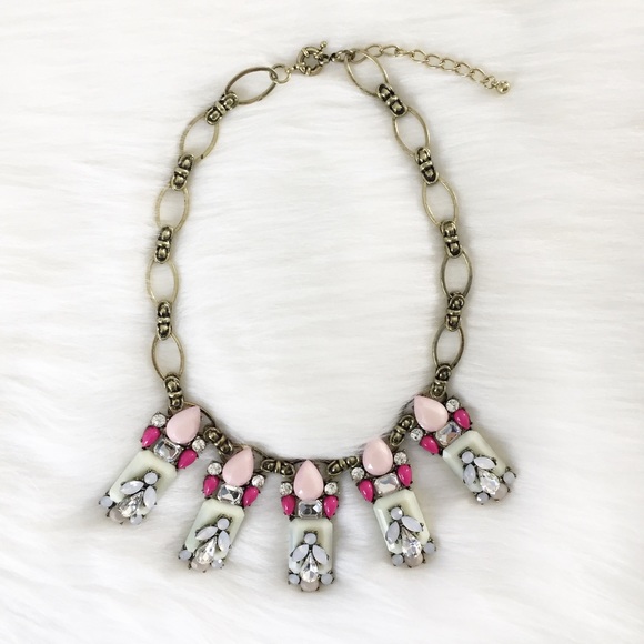 "Chelsea" Necklace || Pink & Mint Jewel Statement - Picture 3 of 8