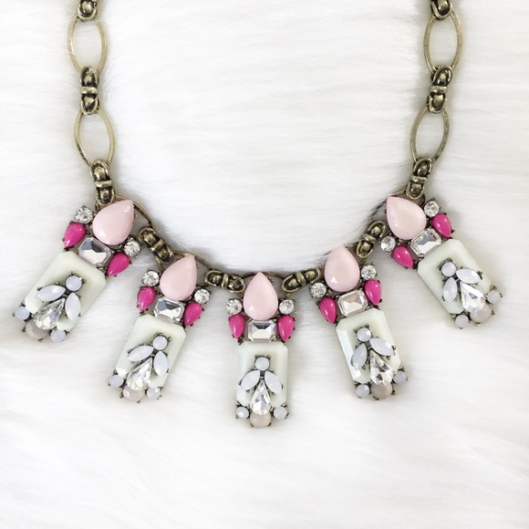 "Chelsea" Necklace || Pink & Mint Jewel Statement - Picture 4 of 8