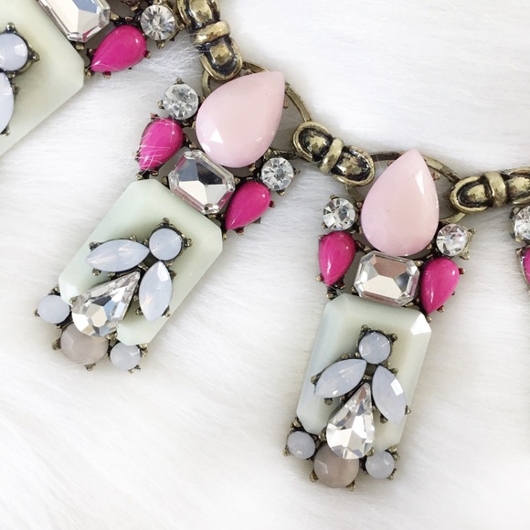 "Chelsea" Necklace || Pink & Mint Jewel Statement - Picture 5 of 8