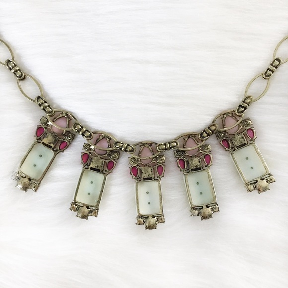 "Chelsea" Necklace || Pink & Mint Jewel Statement - Picture 6 of 8