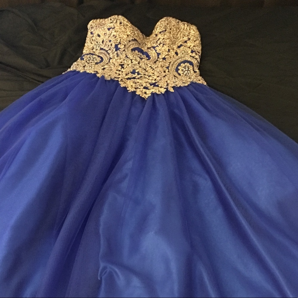 Royal Blue & Gold Quinceañera Dress