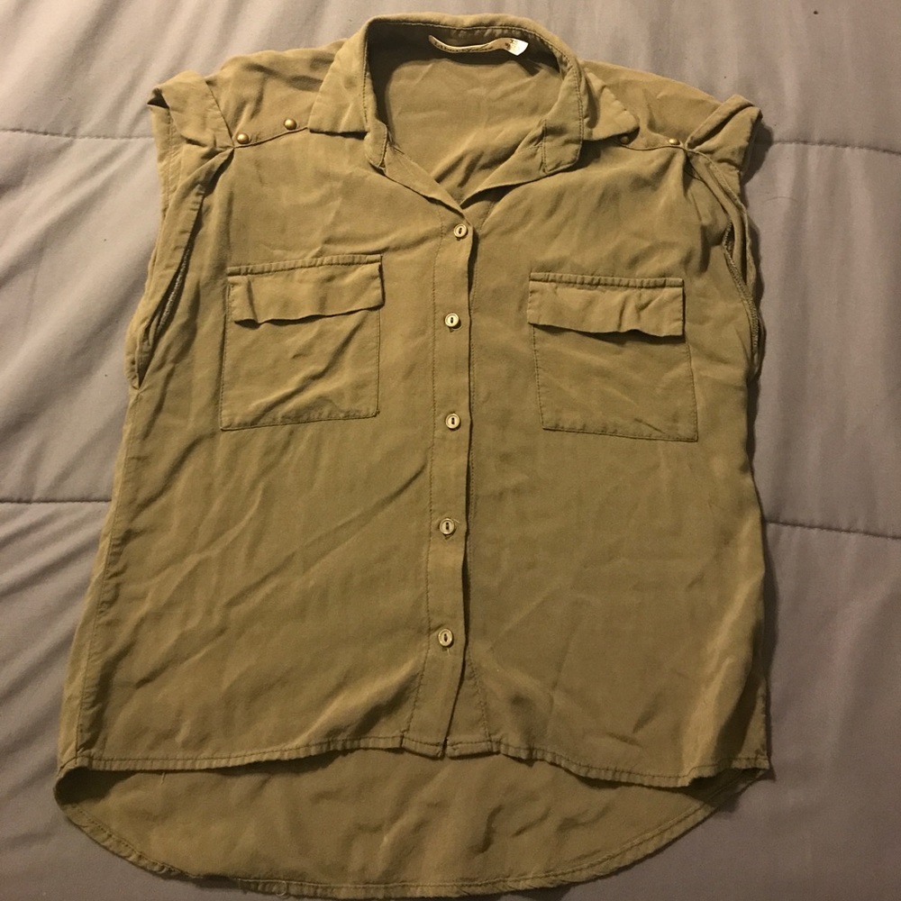 Olive Button-Up Blouse