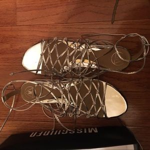 Missguided knitted ankle tie flat sandals