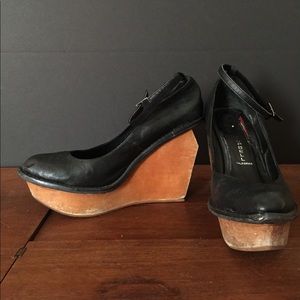 Jeffrey Campbell Wood Block Wedge w Ankle Strap