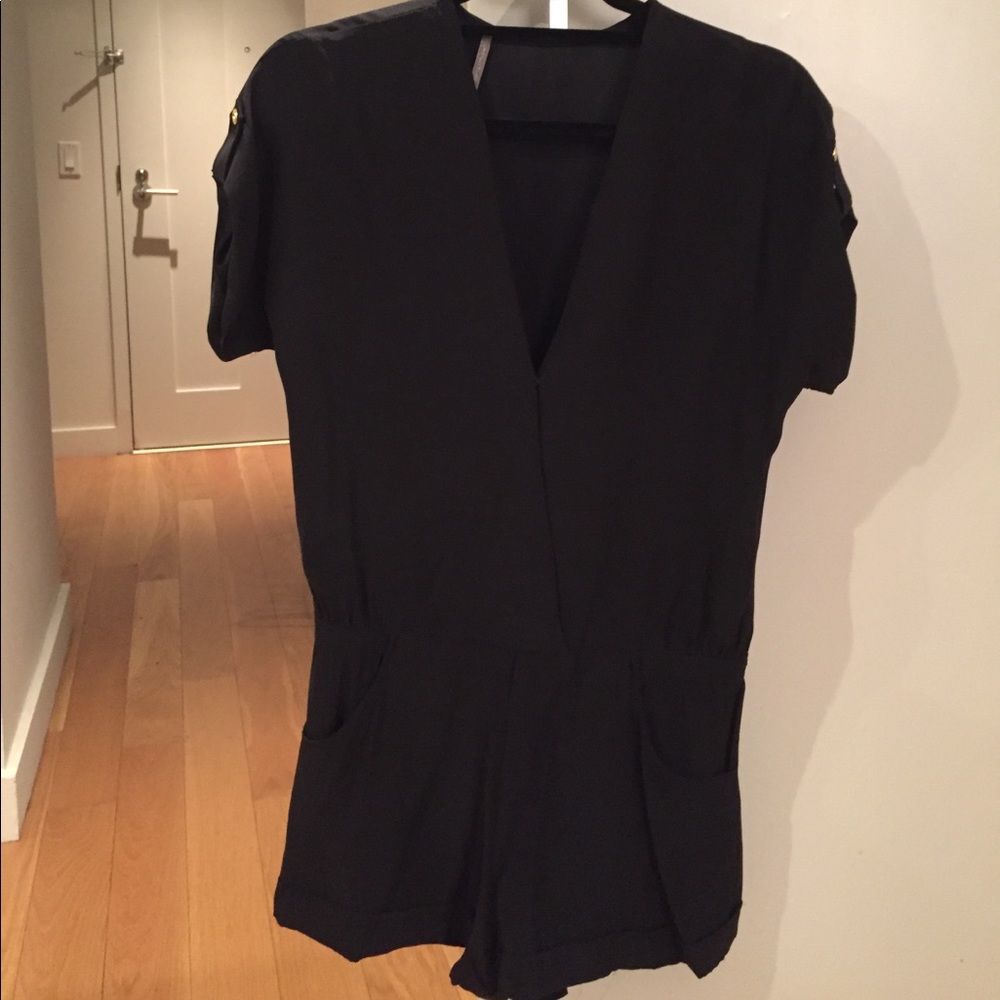 Black silk romper