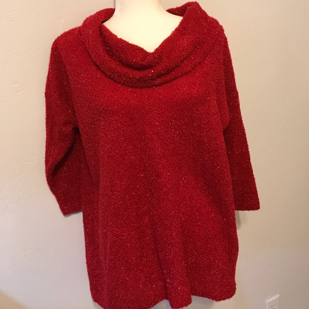 Red Sparkle 3/4 Sleeve Sweater
