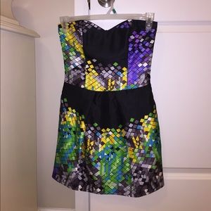 Strapless Evening Dress with a Geometric Pattern