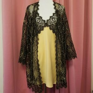 Gold and Lace Nightgown and Robe Set