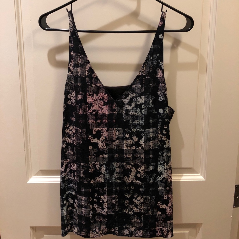 Black/dark grey and white floral sleeveless top