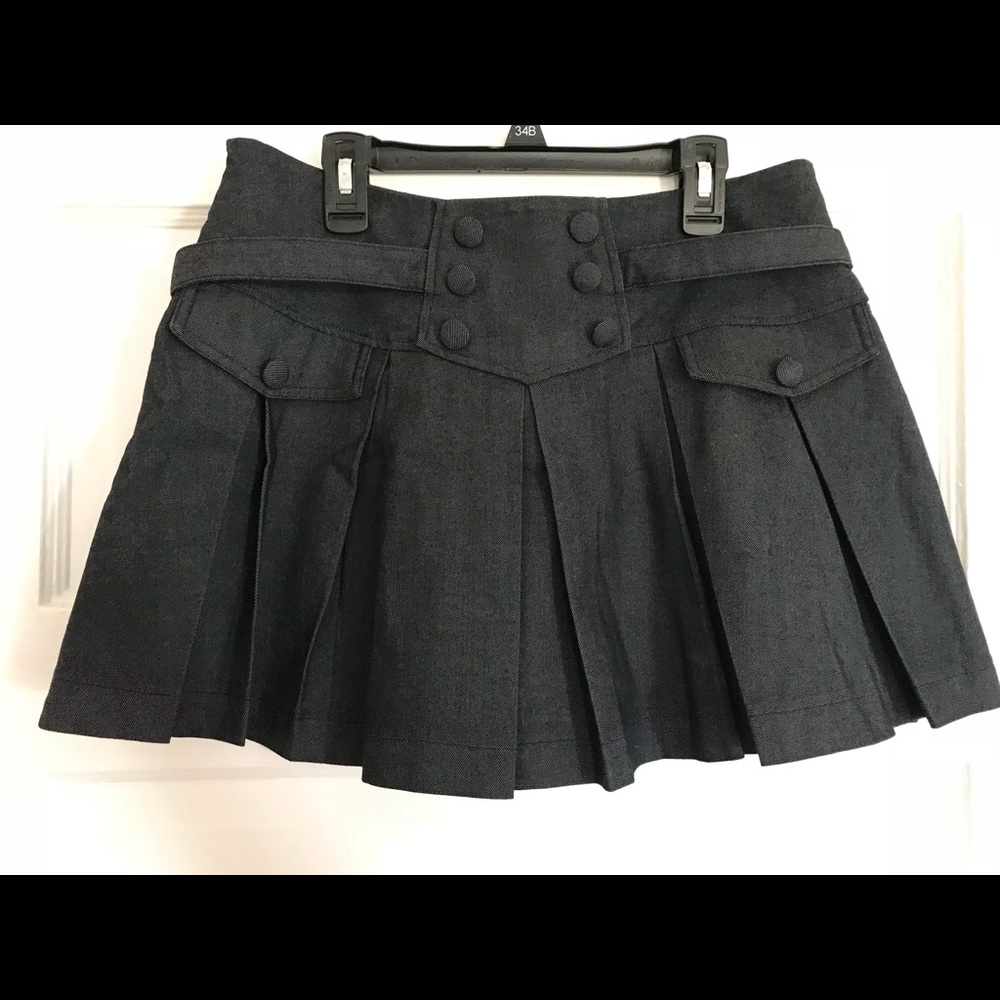 Grey denim pleated miniskirt