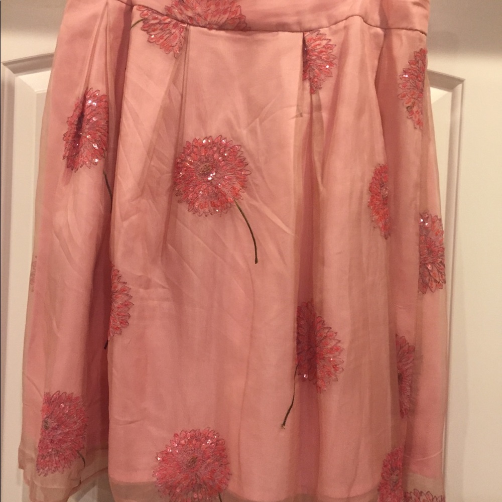 Helen Wang decorative pink silk skirt with lining