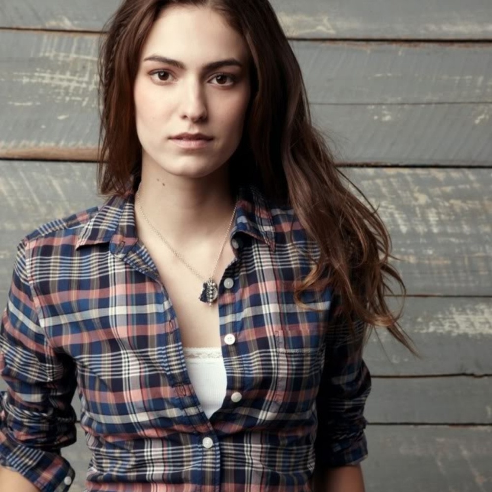 AE Classic Prep Fit Blue Plaid Button Down