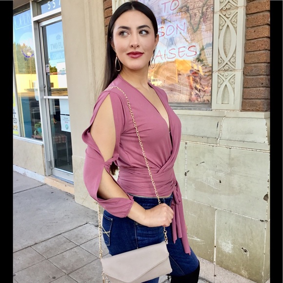 Mauve Wrap Top-HOST PICK 🌟5 ⭐️⭐️⭐️⭐️⭐️LAST ONE L - Picture 4 of 6