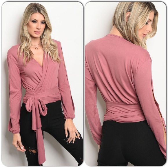 Mauve Wrap Top-HOST PICK 🌟5 ⭐️⭐️⭐️⭐️⭐️LAST ONE L - Picture 5 of 6