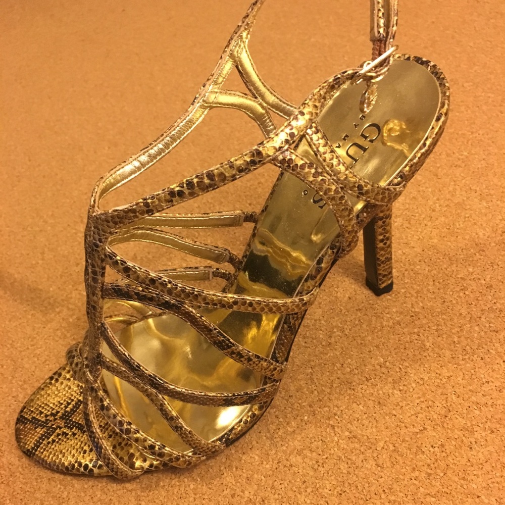 Guess gold strappy heels