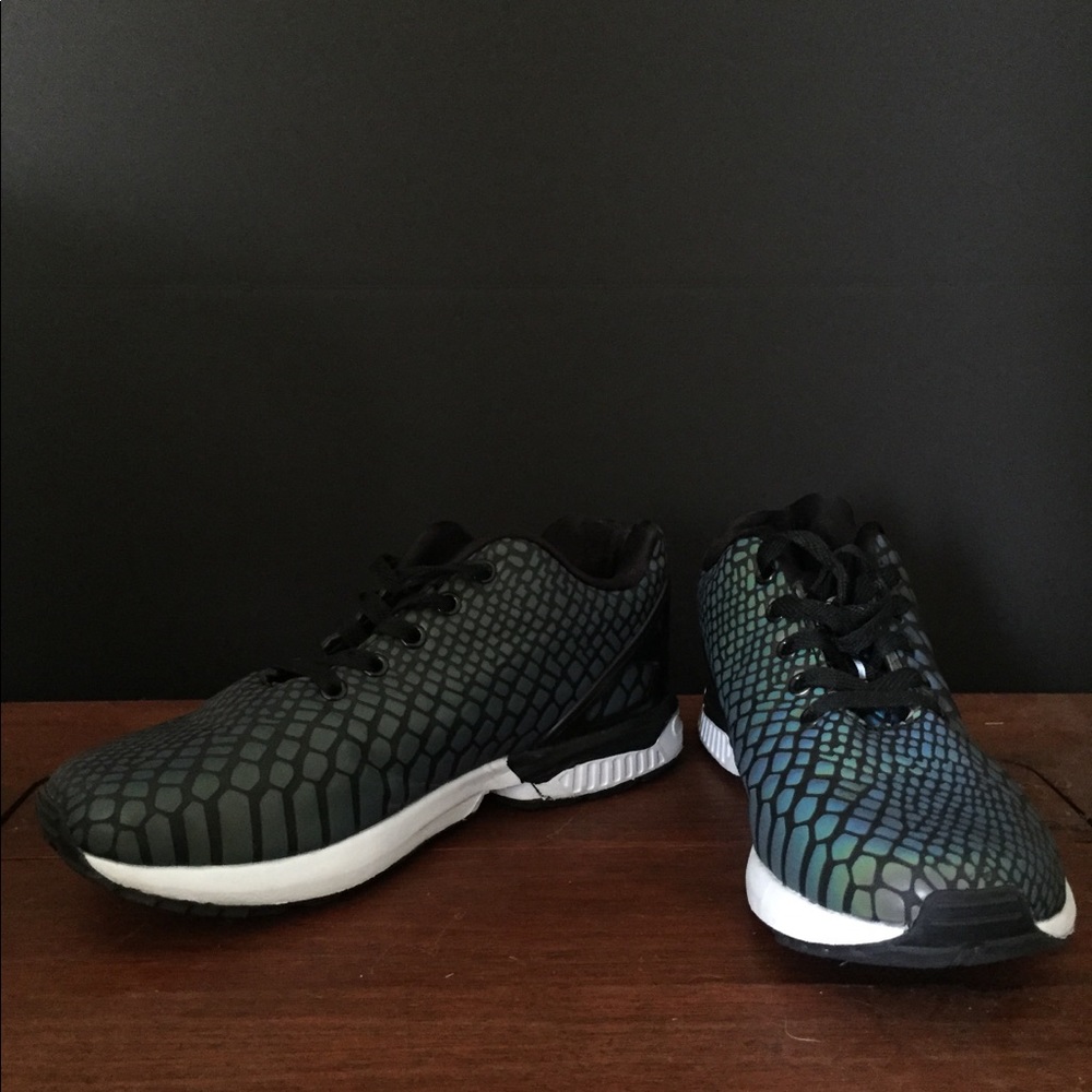 Adidas Zx Flux reflective Snake print sneakers