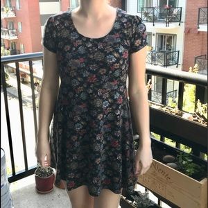 Kimchi Blue black and floral short sleeve dress