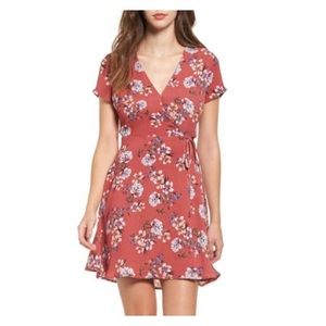 NWT Muave Dusty Rose Floral Wrap Fit & Flare XS