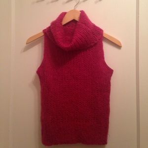 Junko Shimada sleeveless Hot Pink 🐢 Neck Sweater