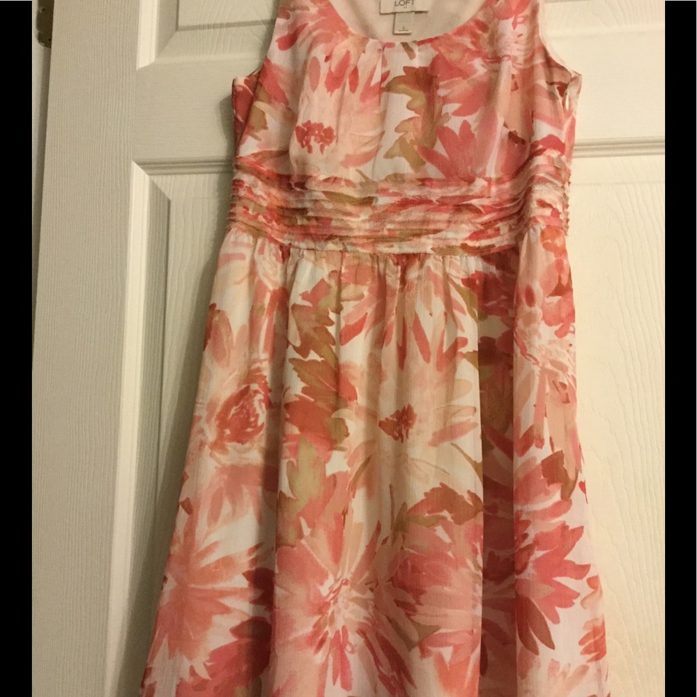 Pink and white Loft dress; size 0
