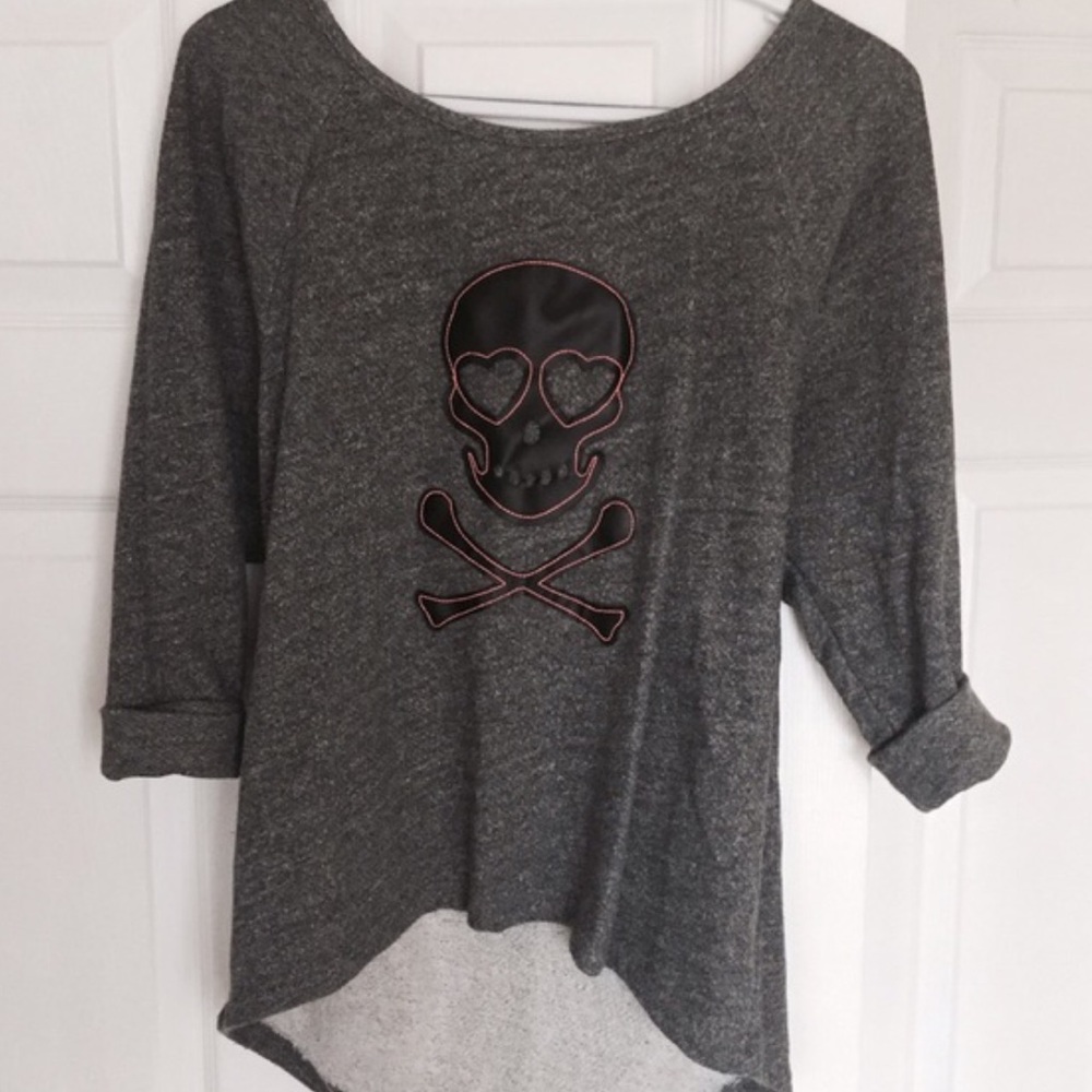 Grey leather sugar skeleton sweater