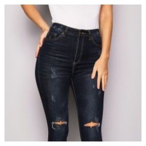 Current/Elliot Stiletto Jean Slit Knee Distressed