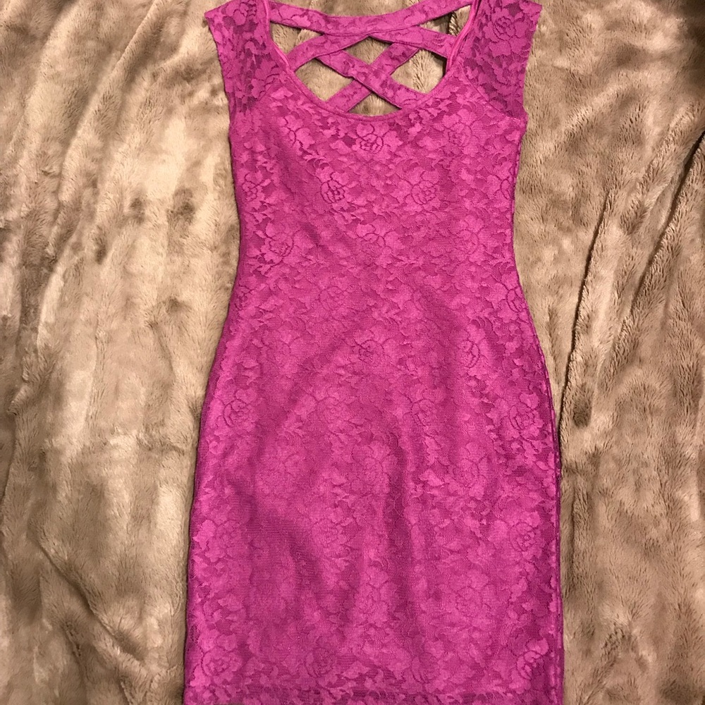Crisscross Back Lace Dress