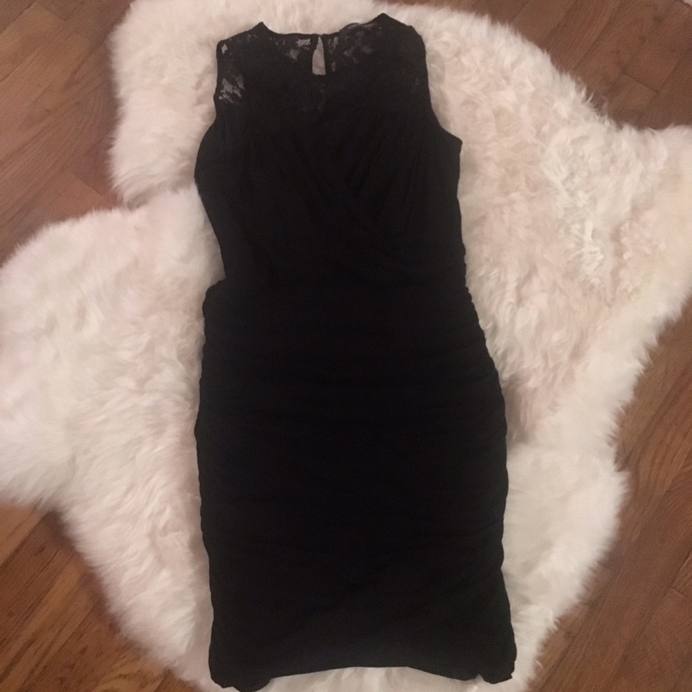 Cynthia Steffe Abigail ruched black lace dress XS - Picture 4 of 4
