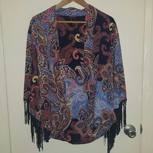 Fringe Pasley Kimono Cover Up